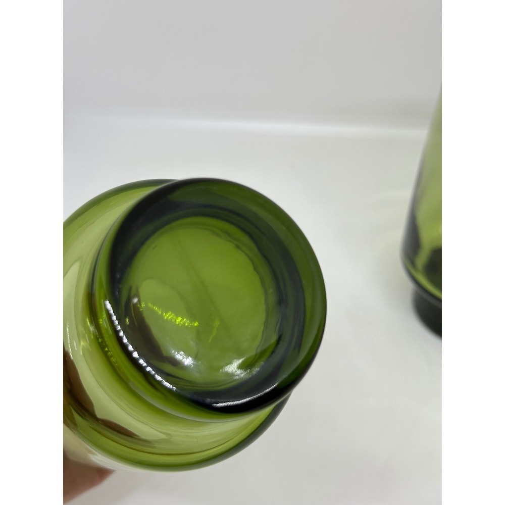 VTG Libbey Glass Olive Green Avocado MCM Stacking Pedestal Highball Tumbler Set - Picture 5 of 7